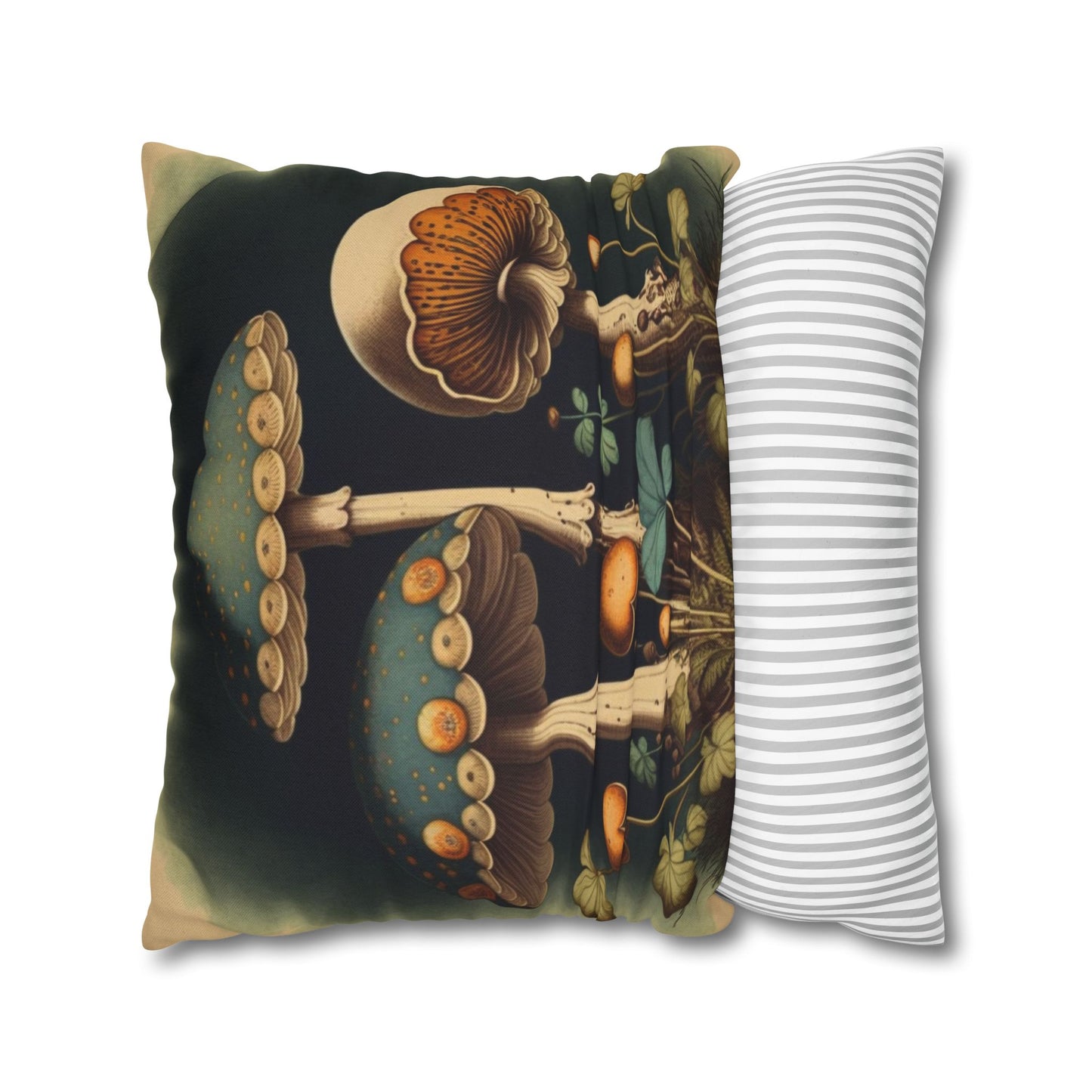 Mushroom Spun Polyester Square Pillow Case | Mushroom Pillow | Mushrooms | Vintage Mushroom