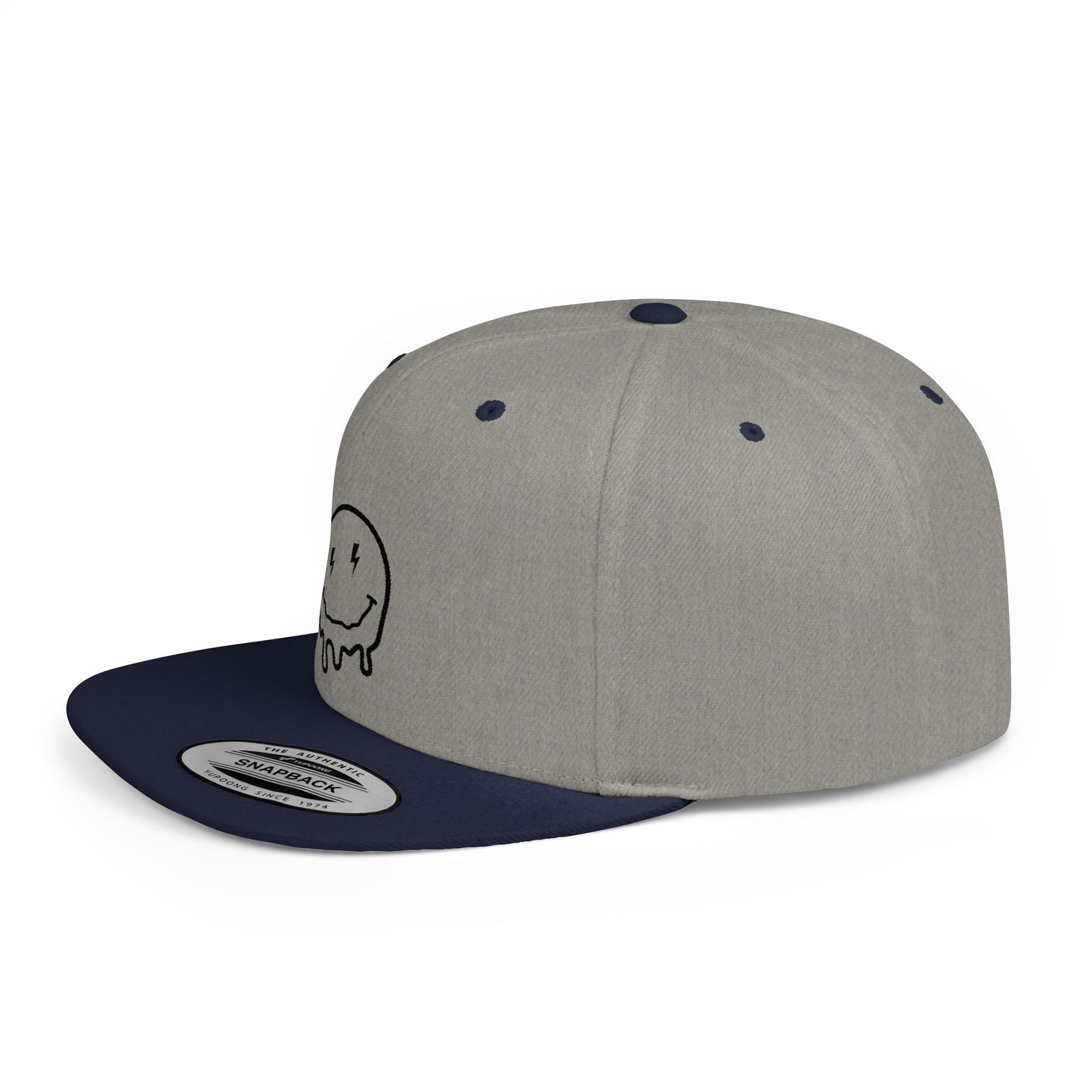 Drippy Smiley Flat Bill Snapback Hat - Trendy Cap for Streetwear Lovers