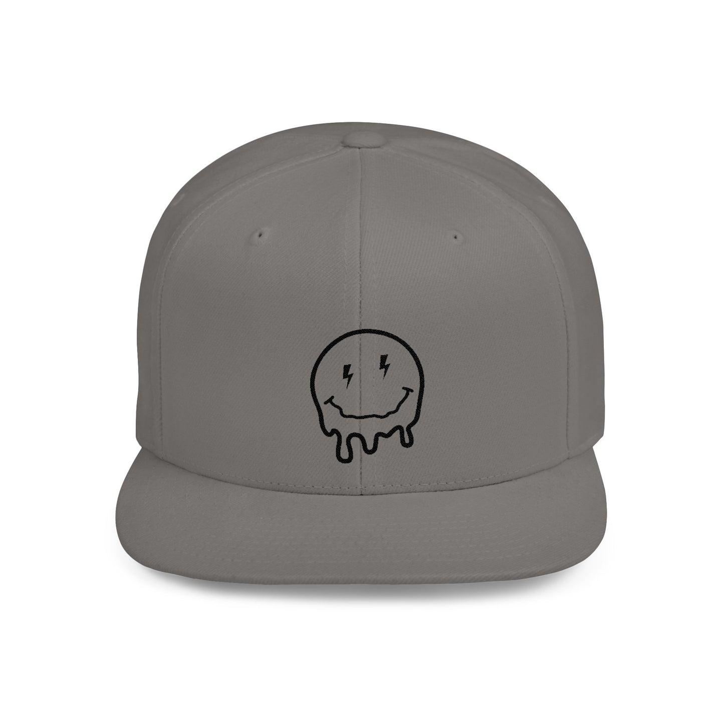 Drippy Smiley Flat Bill Snapback Hat - Trendy Cap for Streetwear Lovers