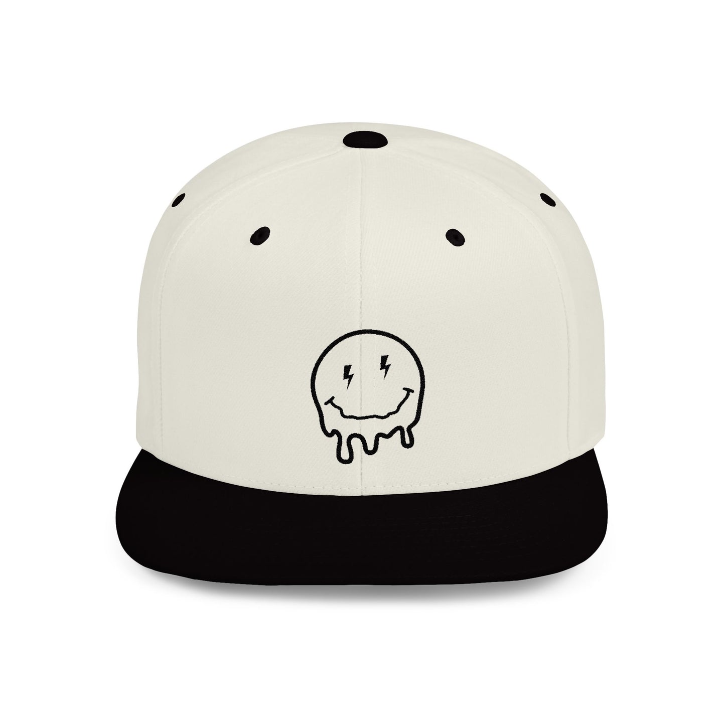 Drippy Smiley Flat Bill Snapback Hat - Trendy Cap for Streetwear Lovers