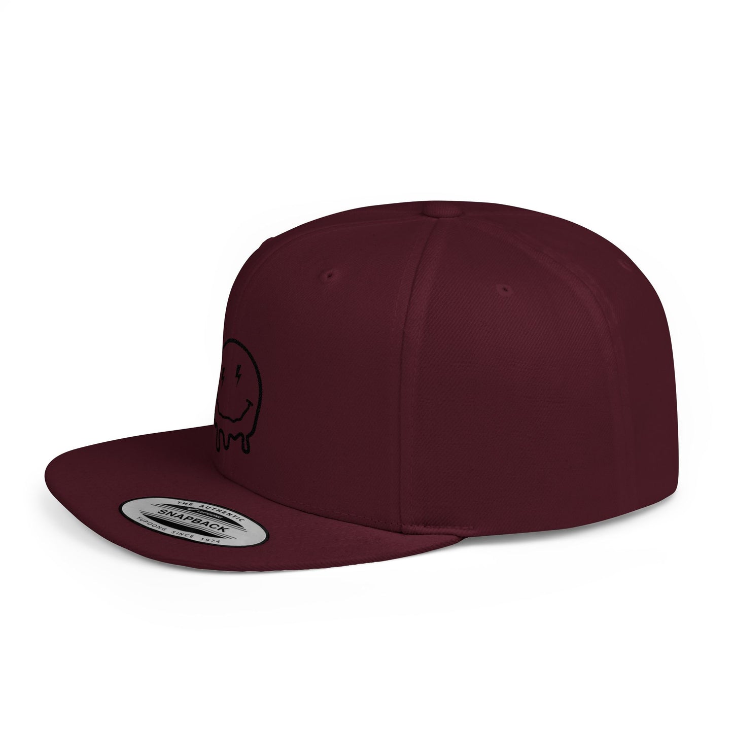 Drippy Smiley Flat Bill Snapback Hat - Trendy Cap for Streetwear Lovers