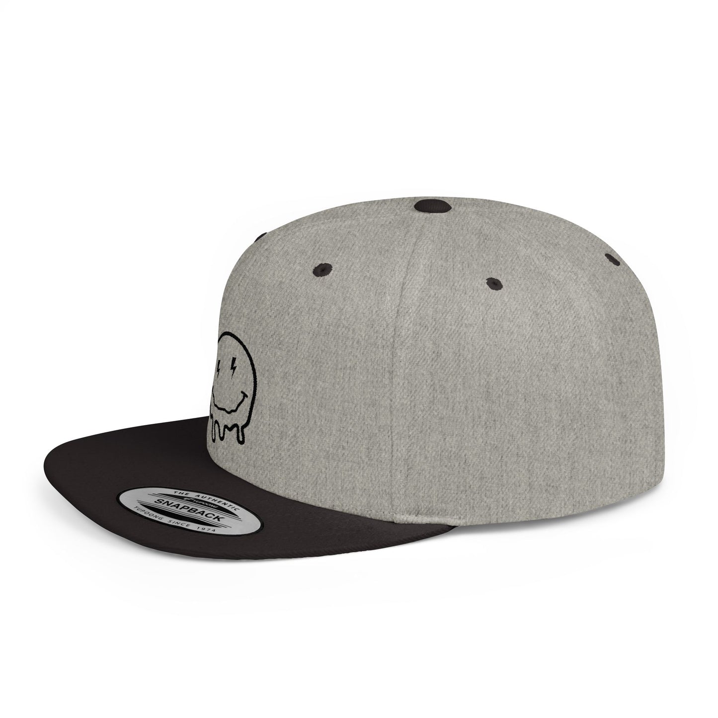 Drippy Smiley Flat Bill Snapback Hat - Trendy Cap for Streetwear Lovers