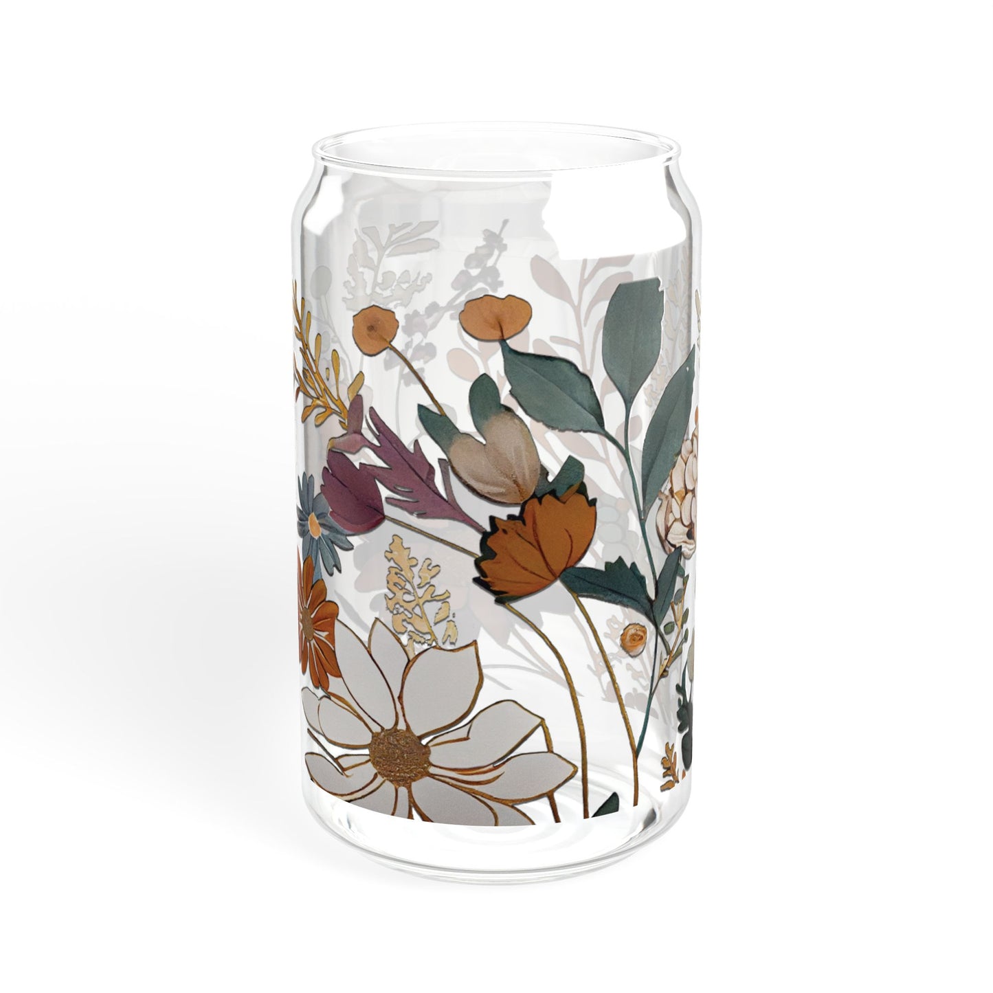 Floral Design Sipper Glass - 16oz Eco-Friendly Drinkware