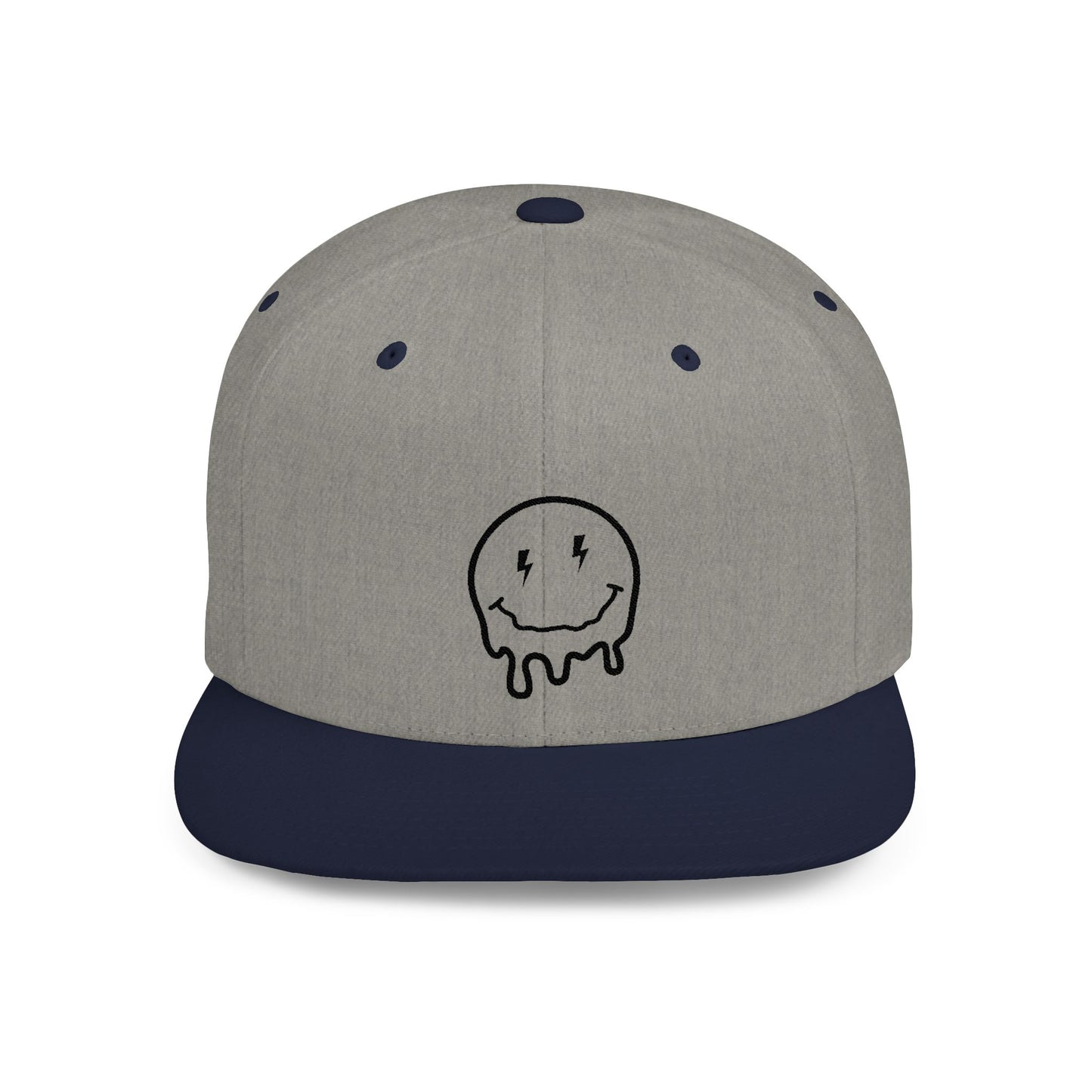 Drippy Smiley Flat Bill Snapback Hat - Trendy Cap for Streetwear Lovers