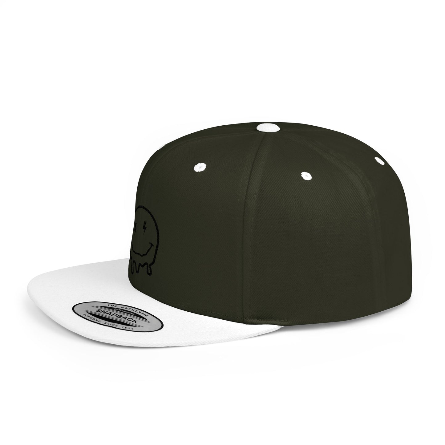 Drippy Smiley Flat Bill Snapback Hat - Trendy Cap for Streetwear Lovers