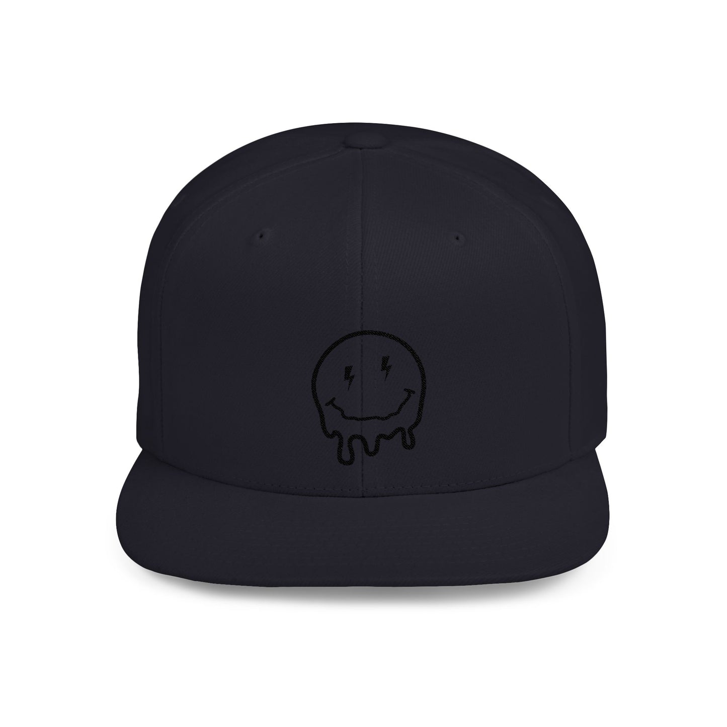 Drippy Smiley Flat Bill Snapback Hat - Trendy Cap for Streetwear Lovers