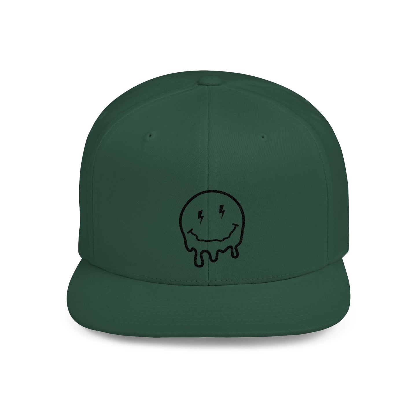 Drippy Smiley Flat Bill Snapback Hat - Trendy Cap for Streetwear Lovers