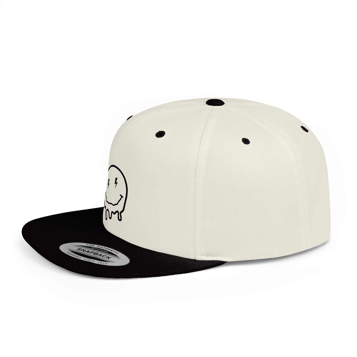 Drippy Smiley Flat Bill Snapback Hat - Trendy Cap for Streetwear Lovers