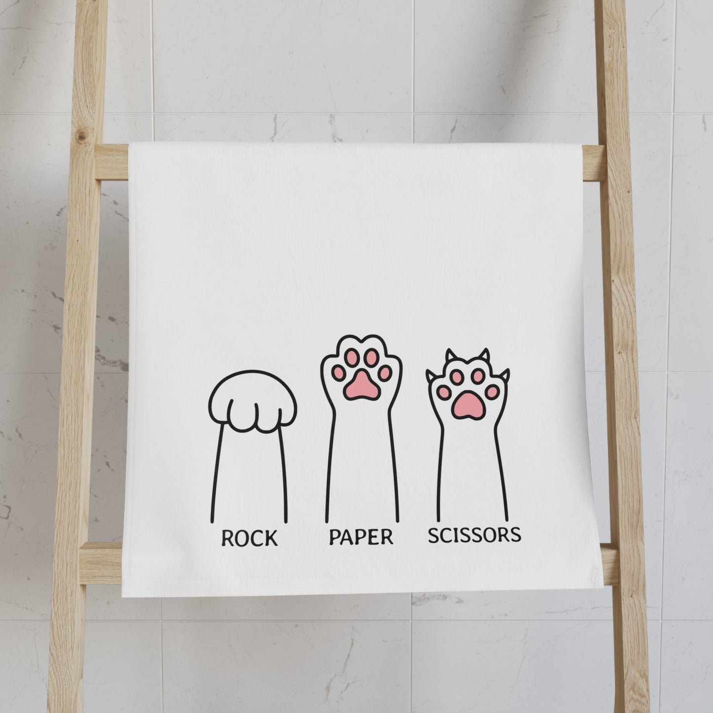 Cute Rock Paper Scissors Hand Towel - Fun Kitchen Accessory