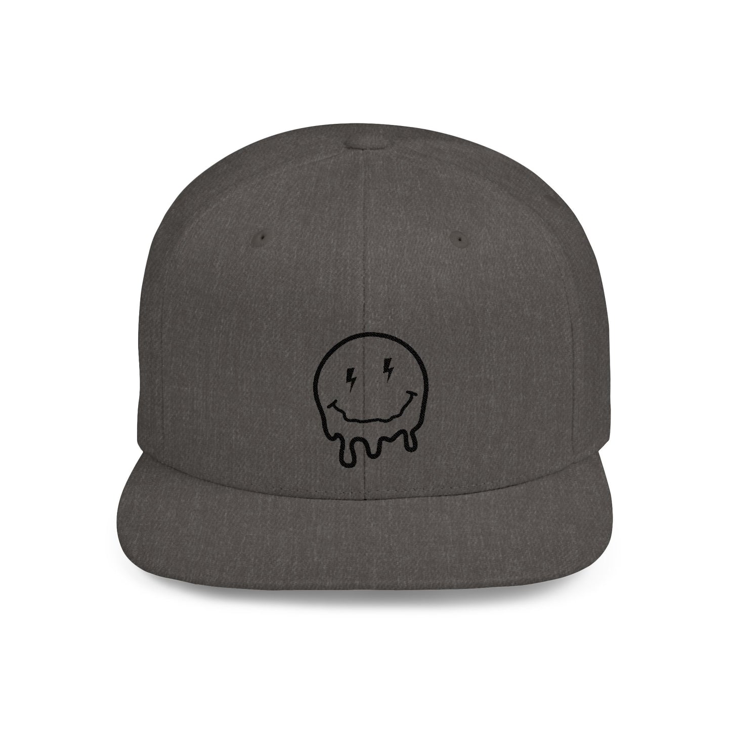 Drippy Smiley Flat Bill Snapback Hat - Trendy Cap for Streetwear Lovers