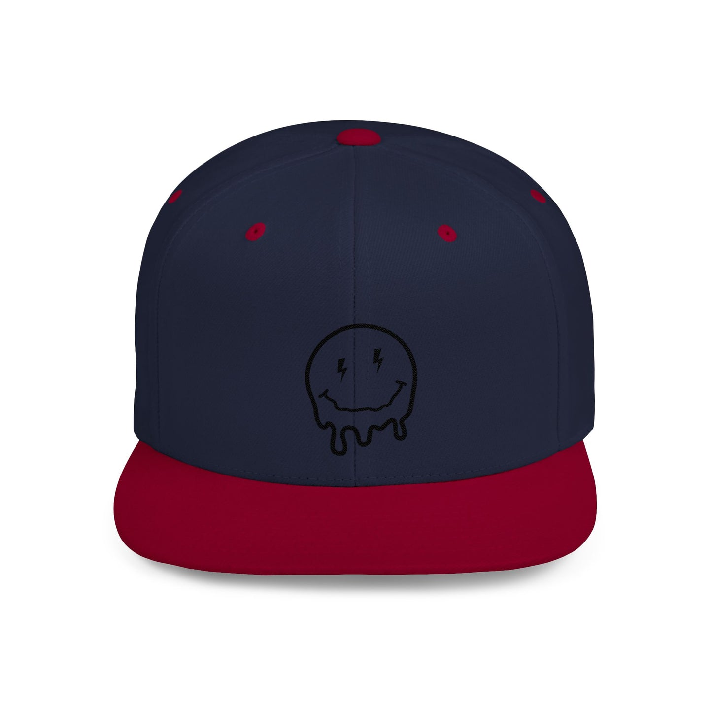 Drippy Smiley Flat Bill Snapback Hat - Trendy Cap for Streetwear Lovers