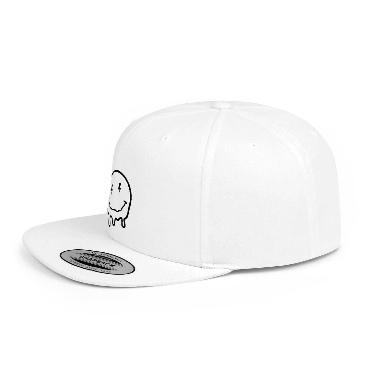 Drippy Smiley Flat Bill Snapback Hat - Trendy Cap for Streetwear Lovers