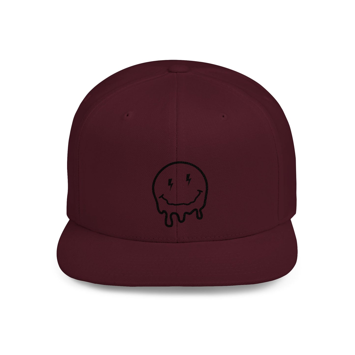 Drippy Smiley Flat Bill Snapback Hat - Trendy Cap for Streetwear Lovers