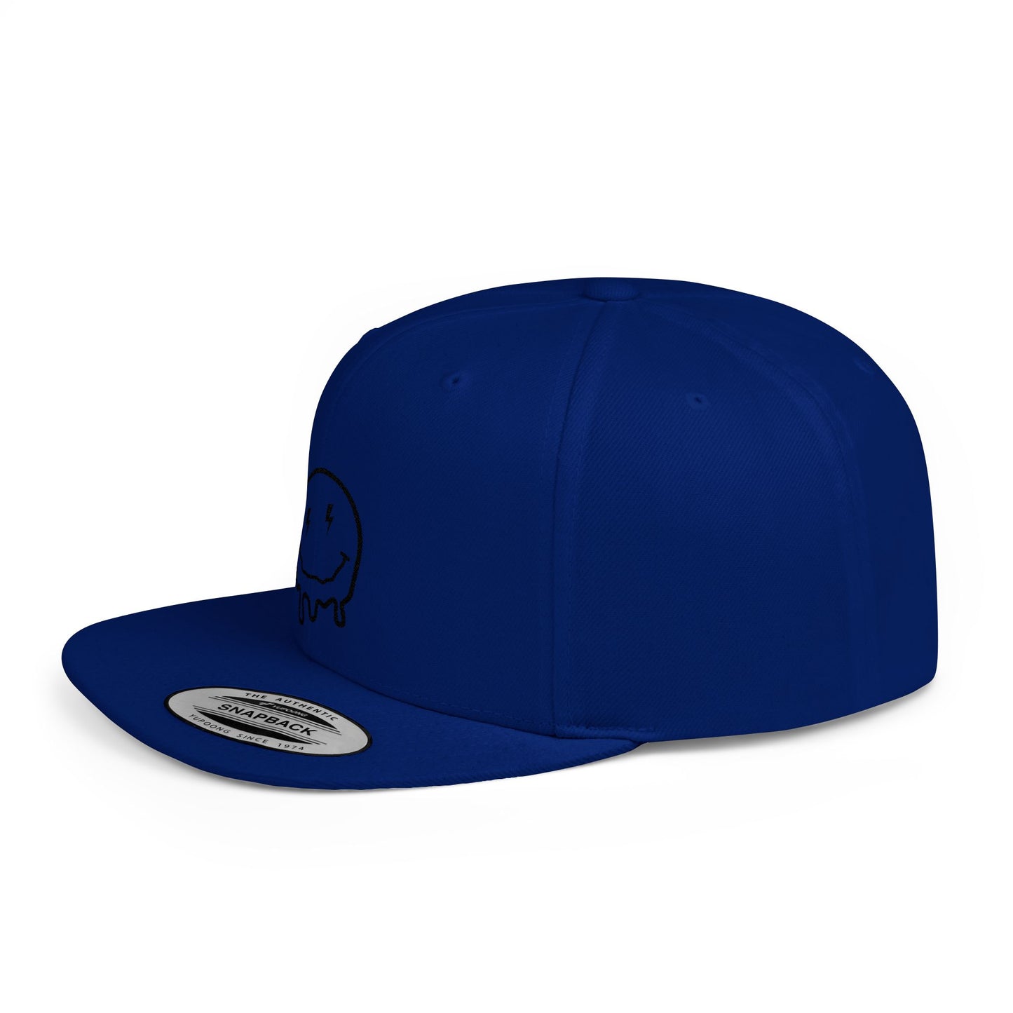 Drippy Smiley Flat Bill Snapback Hat - Trendy Cap for Streetwear Lovers