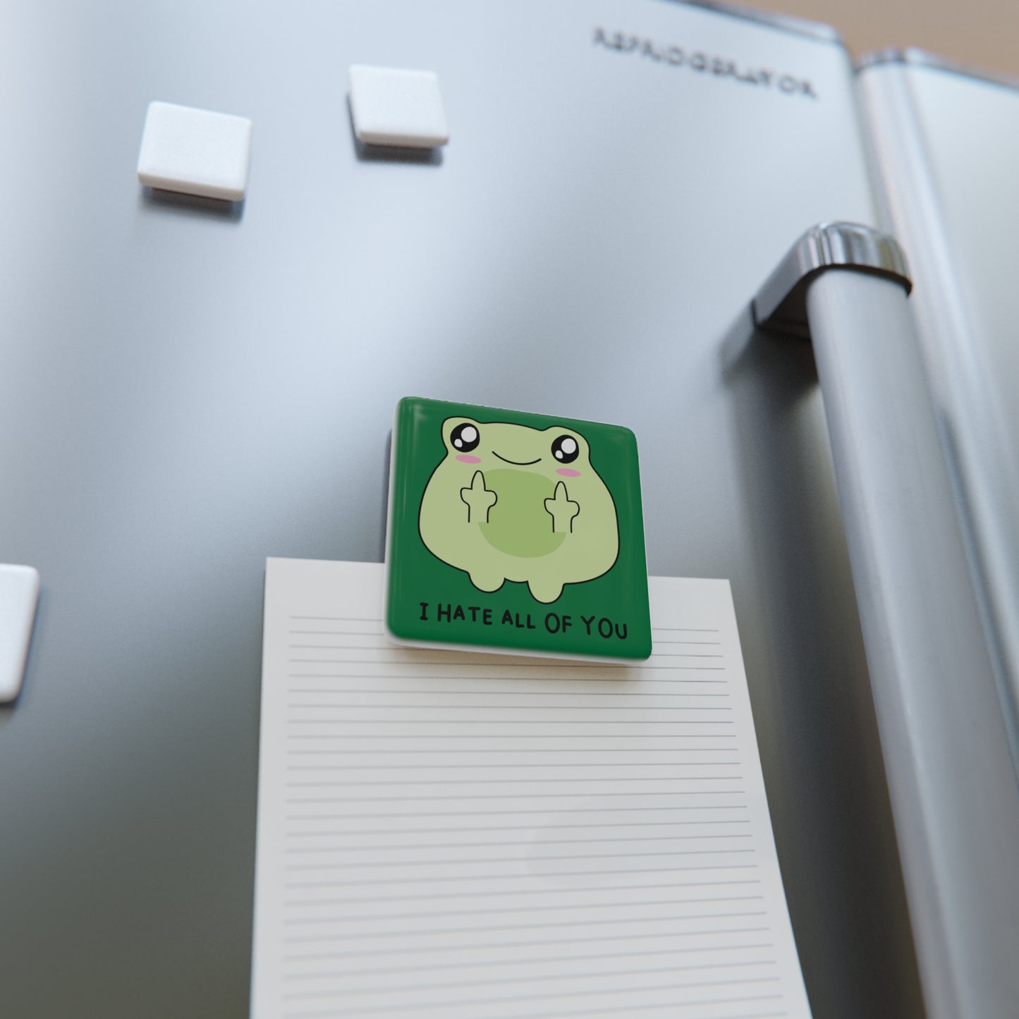 Funny Frog Porcelain Magnet - "I Hate All Of You" - Square Kitchen Decor