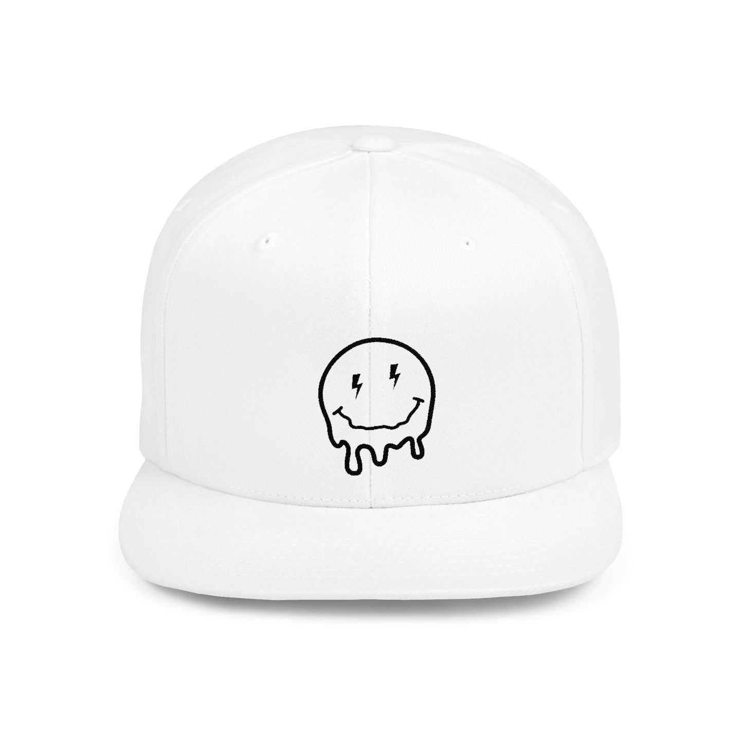 Drippy Smiley Flat Bill Snapback Hat - Trendy Cap for Streetwear Lovers