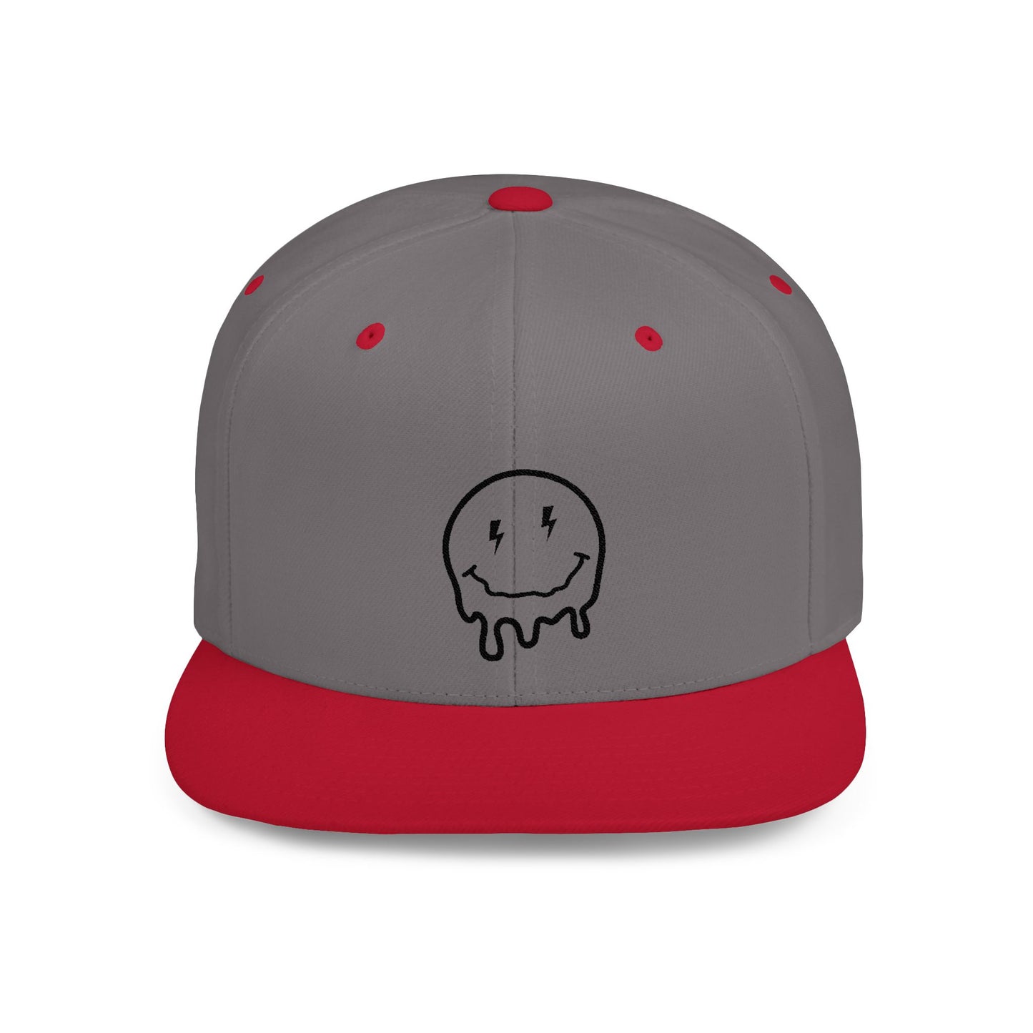 Drippy Smiley Flat Bill Snapback Hat - Trendy Cap for Streetwear Lovers