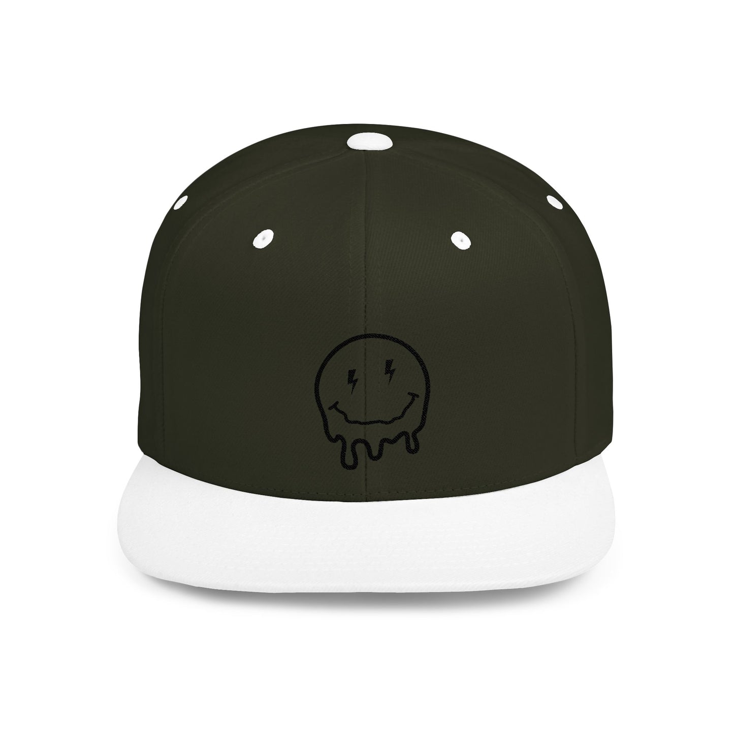 Drippy Smiley Flat Bill Snapback Hat - Trendy Cap for Streetwear Lovers