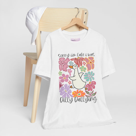 Whimsical Floral 'Sorry I'm Late' Unisex T-Shirt