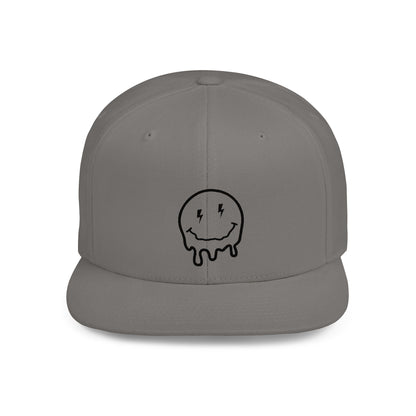 Drippy Smiley Flat Bill Snapback Hat - Trendy Cap for Streetwear Lovers