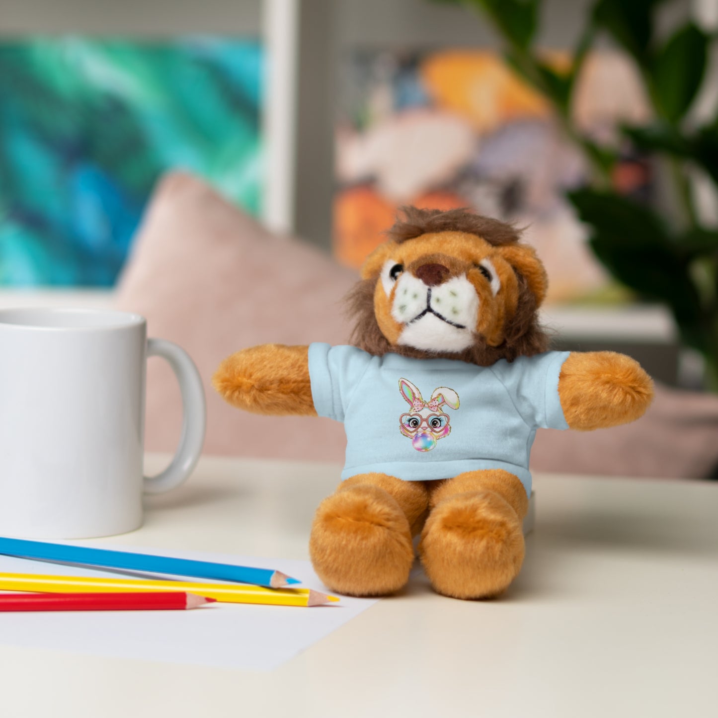 Plush Animal with Bunny Tee