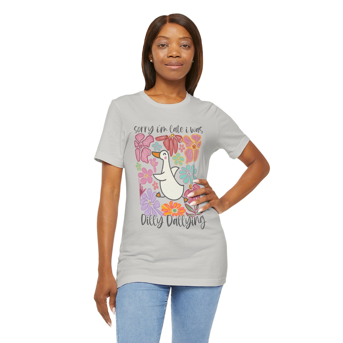 Whimsical Floral 'Sorry I'm Late' Unisex T-Shirt
