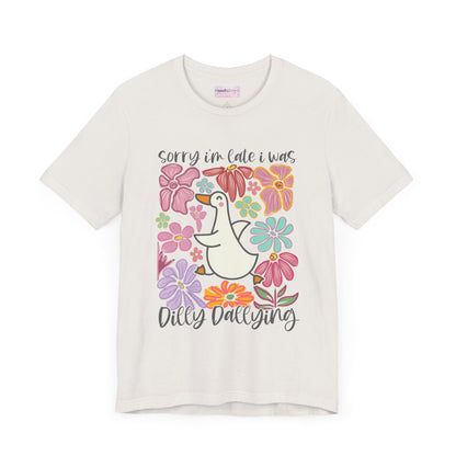 Whimsical Floral 'Sorry I'm Late' Unisex T-Shirt