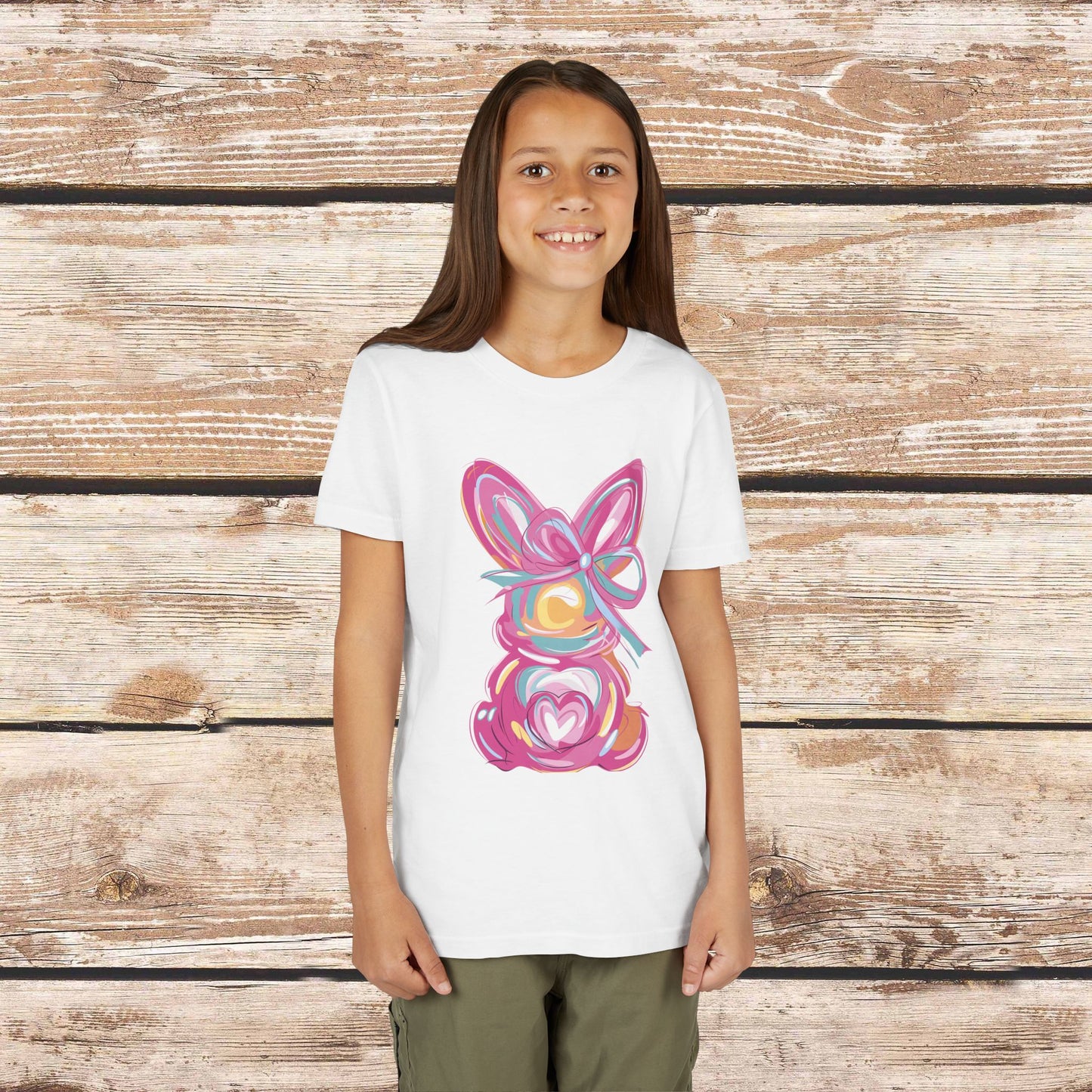 Easter Bunny Youth Short Sleeve Tee – Bright and Playful Rabbit Design for Spring Celebrations