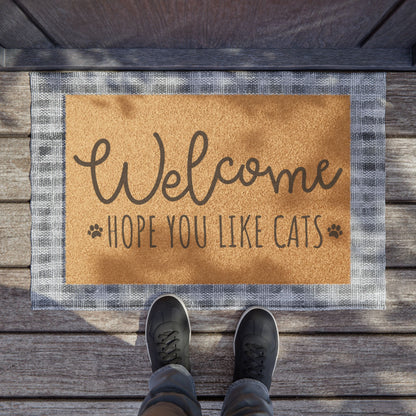 Cat Lover Doormat - Welcome Hope You Like Cats, Indoor Outdoor Rug, Front Porch Mat, Kitty Welcome Mat, Housewarming Gift