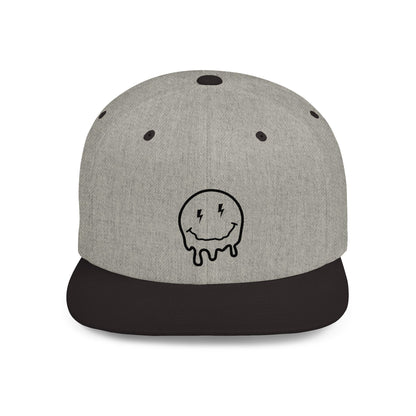 Drippy Smiley Flat Bill Snapback Hat - Trendy Cap for Streetwear Lovers