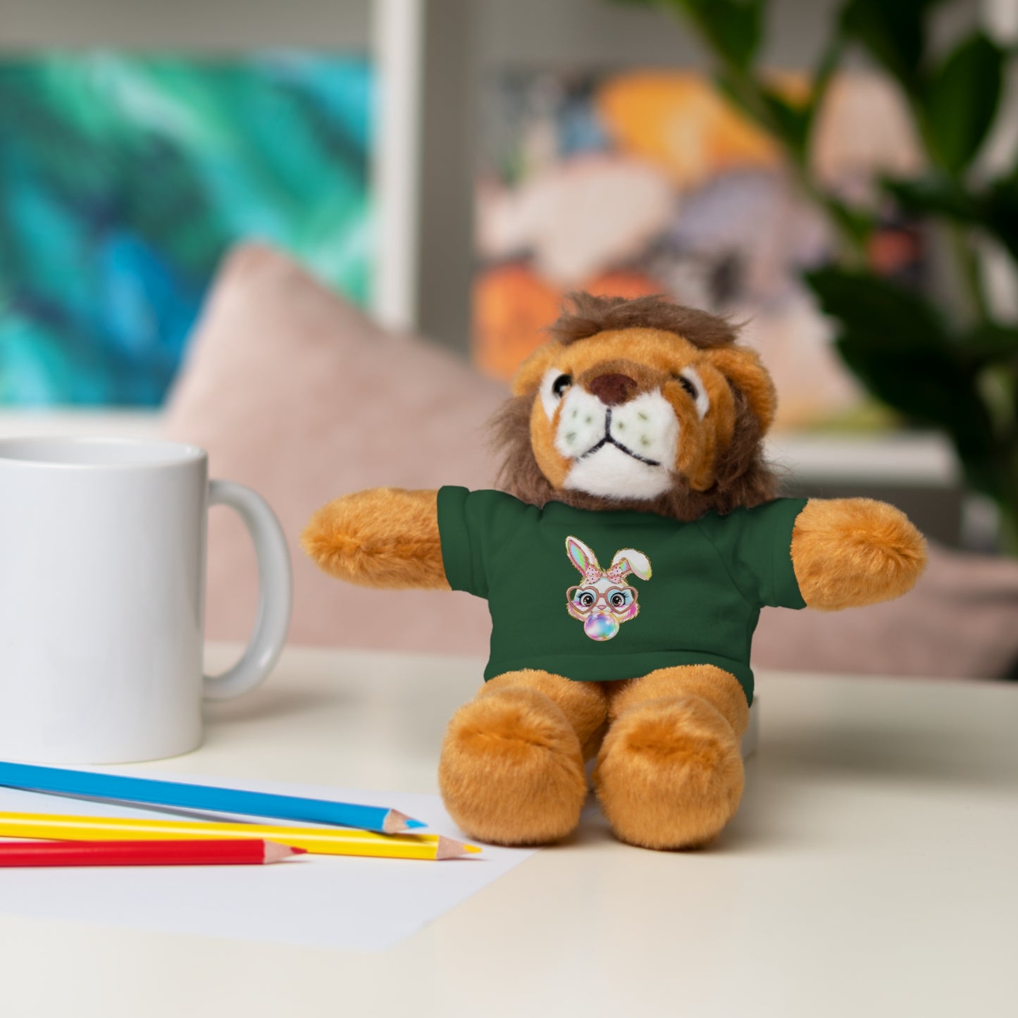 Plush Animal with Bunny Tee