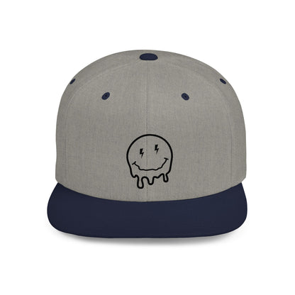 Drippy Smiley Flat Bill Snapback Hat - Trendy Cap for Streetwear Lovers