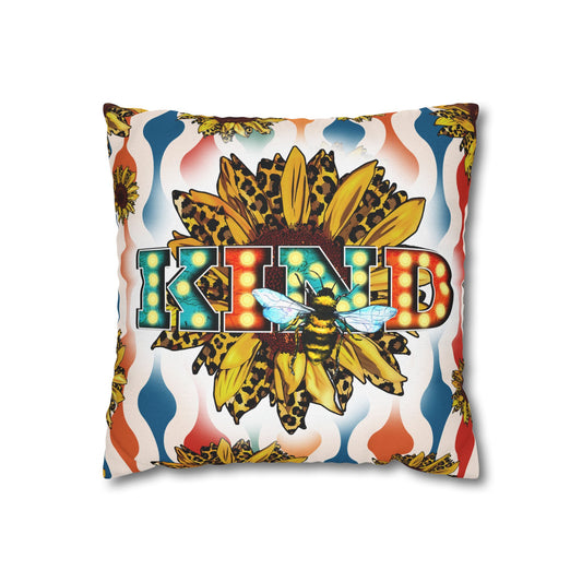 BEE Kind Pillowcase | Bee pillowcase | floral pillowcase | floral pillow | Bee pillow | Double sided print | 14''x14''