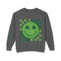 St. Patrick's Day Smiley Sweatshirt - Unisex Lightweight Crewneck with Shamrocks