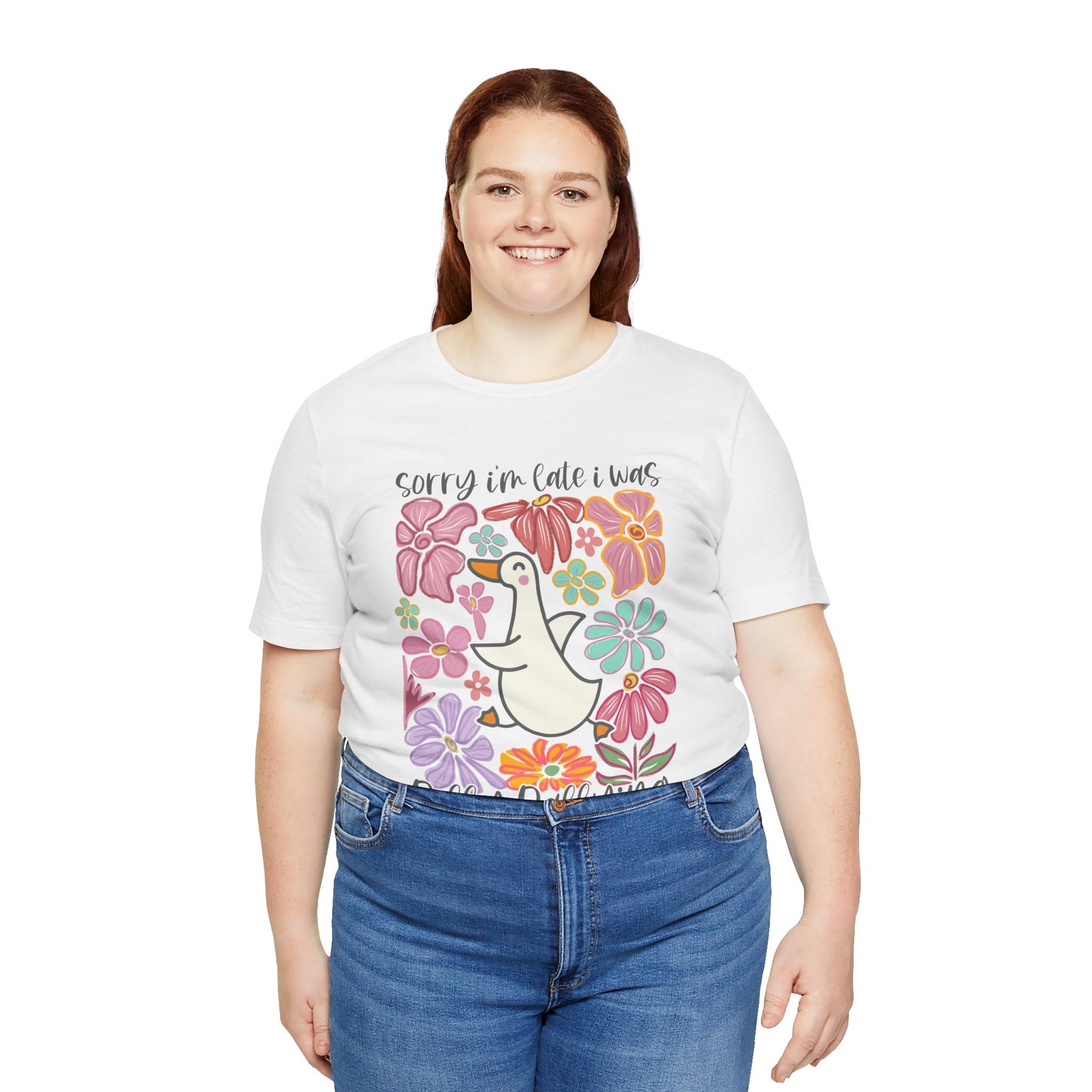 Whimsical Floral 'Sorry I'm Late' Unisex T-Shirt