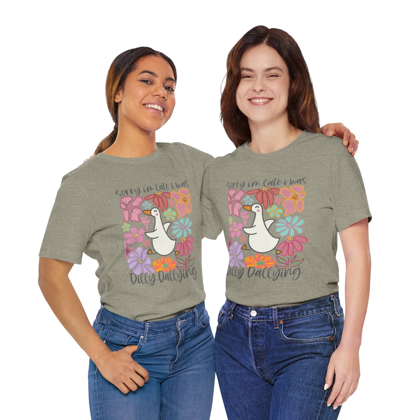 Whimsical Floral 'Sorry I'm Late' Unisex T-Shirt