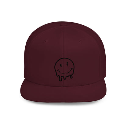 Drippy Smiley Flat Bill Snapback Hat - Trendy Cap for Streetwear Lovers