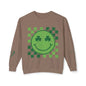 St. Patrick's Day Smiley Sweatshirt - Unisex Lightweight Crewneck with Shamrocks