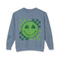 St. Patrick's Day Smiley Sweatshirt - Unisex Lightweight Crewneck with Shamrocks