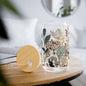 Floral Design Sipper Glass - 16oz Eco-Friendly Drinkware